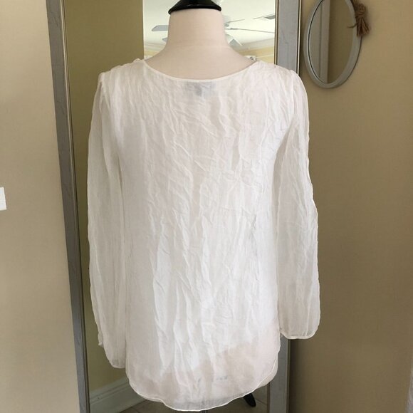 Carla Conti White Silk Blouse XS Fairycore Lace Flowy - Picture 2 of 8